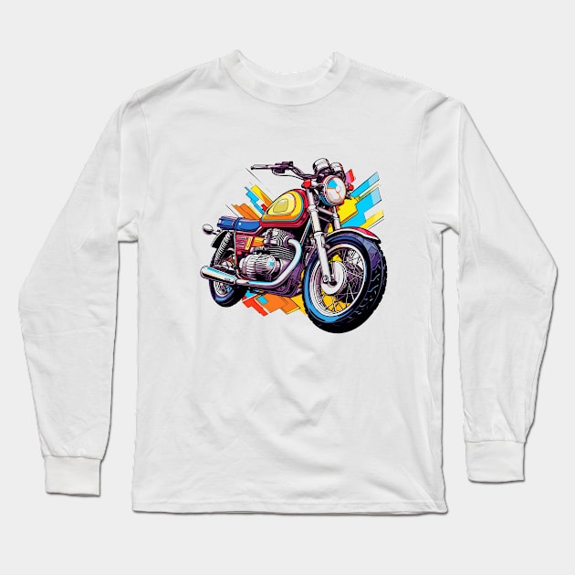motorcycle with pop art style Long Sleeve T-Shirt by gblackid
